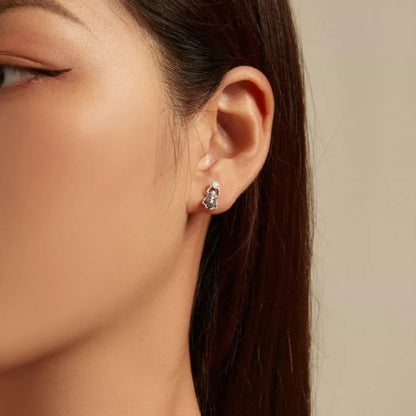 Purple and Blue CZ Scarab Earrings