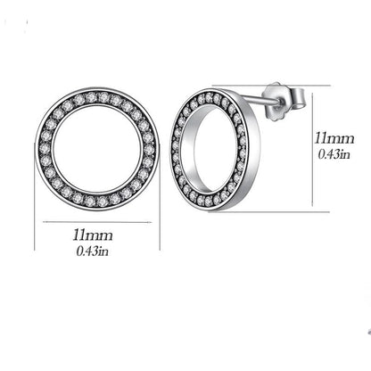 Round CZ Circle Stud Earrings