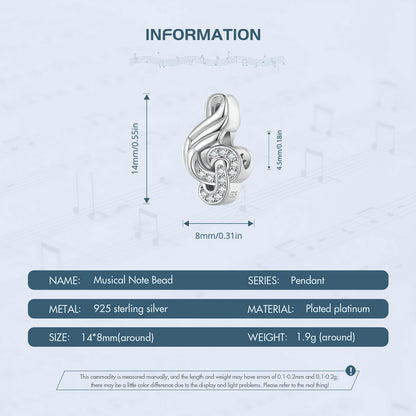 CZ Music Note Bead Charm