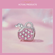 Load image into Gallery viewer, 925 Sterling Silver Pink Dog Carrier Bead Charm