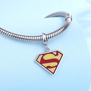 925 Sterling Silver Superman Dangle Charm