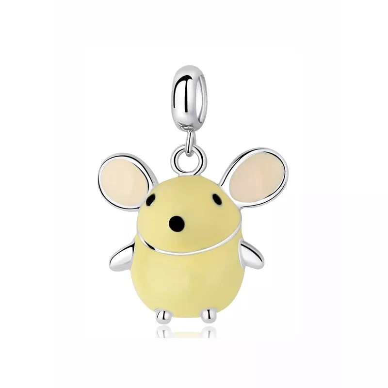 925 Sterling Silver Cute Mouse Dangle Charm