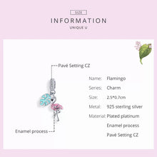 Load image into Gallery viewer, 925 Sterling Silver Flamingo and Leaf Dangle Charm