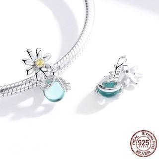 Blue Firefly and Daisy Bead Charm