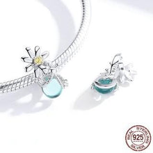 Load image into Gallery viewer, 925 Sterling Silver Blue Firefly and Daisy Bead Charm