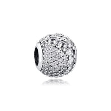 Load image into Gallery viewer, 925 Sterling Silver Clear CZ Glitter Ball Bead Charm