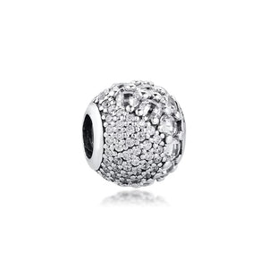 925 Sterling Silver Clear CZ Glitter Ball Bead Charm