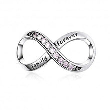 Load image into Gallery viewer, 925 Sterling Silver CZ Family Forever Infinity Bead Charm
