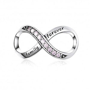 925 Sterling Silver CZ Family Forever Infinity Bead Charm