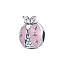 Load image into Gallery viewer, 925 Sterling Silver Pink Enamel and CZ Ladybird Bead Charm