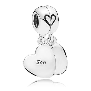 925 Sterling Silver Mother and Son Love SET Dangle Charm