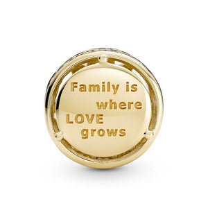 Yellow Gold Plated Tree Of Life Family Is Where Love Grows Bead Charm