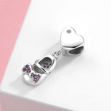 Load image into Gallery viewer, 925 Sterling Silver Pink CZ Baby Shoe Dangle Charm