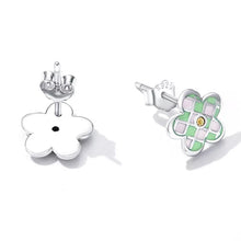 Load image into Gallery viewer, 925 Sterling Silver Green and Pink Enamel Daisy Stud Earrings