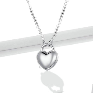 925 Sterling Silver Heart Lock Necklace