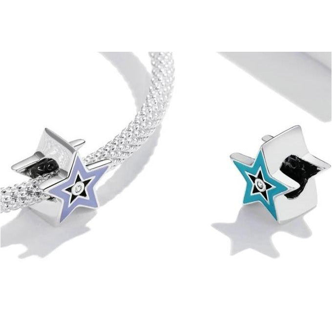 Purple and Blue Enamel Twinkle Star Bead Charm