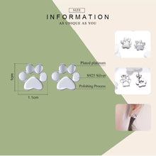 Load image into Gallery viewer, 925 Sterling Silver Paw Print Stud Earrings