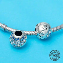 Load image into Gallery viewer, 925 Sterling Silver Blue CZ Paw Bead Charm
