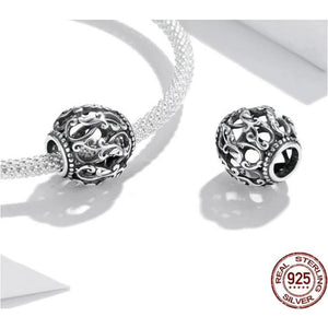 925 Sterling Silver Bohemian Openwork Retro Texture Bead Charm