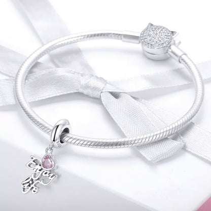 Pink CZ Enjoy Life Dangle Charm