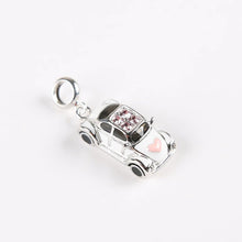 Load image into Gallery viewer, 925 Sterling Silver CZ White Enamel Beetle Dangle Charm