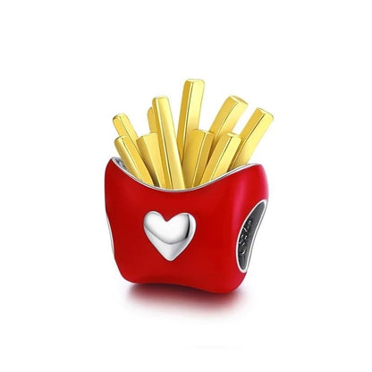 Gold PLATED French Fries Enamel Bead Charm