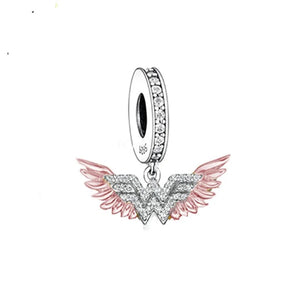 925 Sterling Silver and Rose Gold Plated Wonder Woman Dangle Charm
