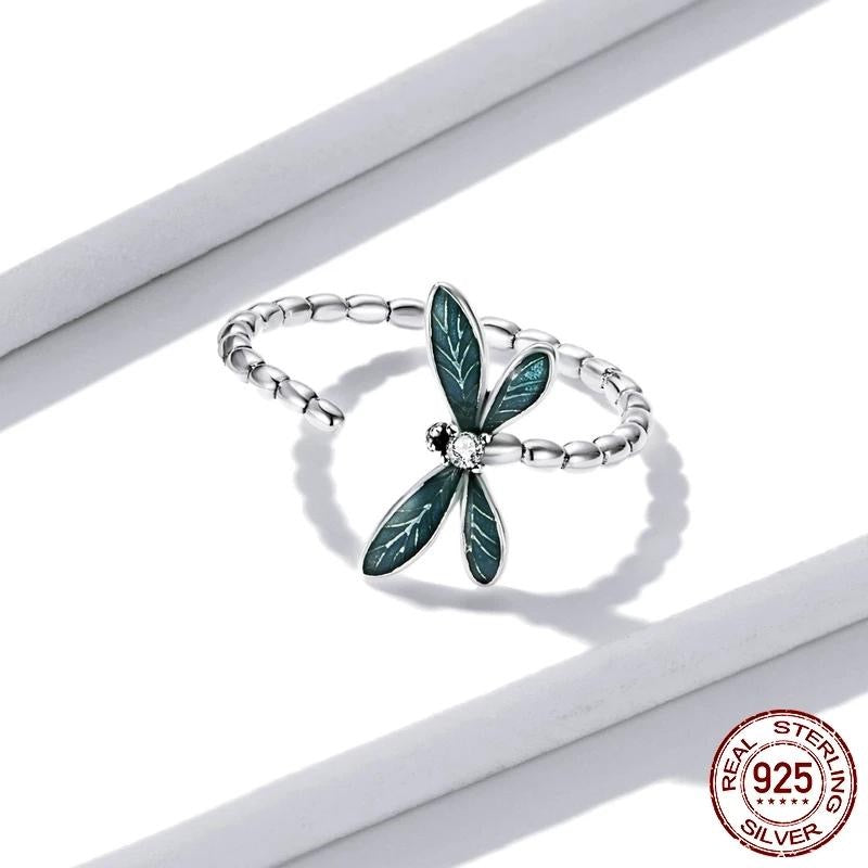 Green Dragonfly Adjustable Ring