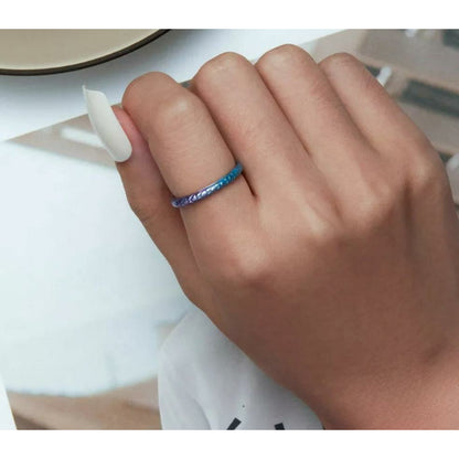 Fading Blue And Purple Enamel Ring