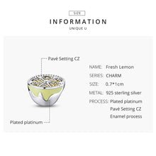 Load image into Gallery viewer, 925 Sterling Silver Yellow CZ Lemon Bead Charm
