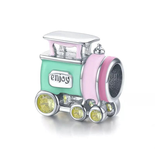Colorful Enamel Train Bead Charm