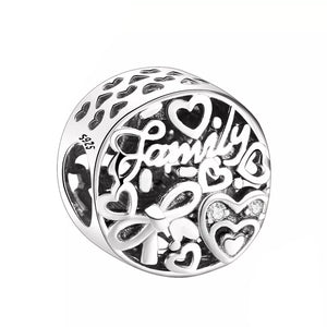925 Sterling Silver Love Family Tree Bead Charm