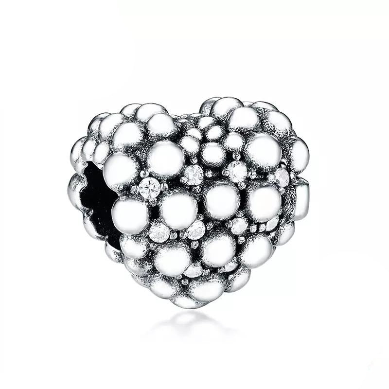 CZ Heart Cluster Bead Charm
