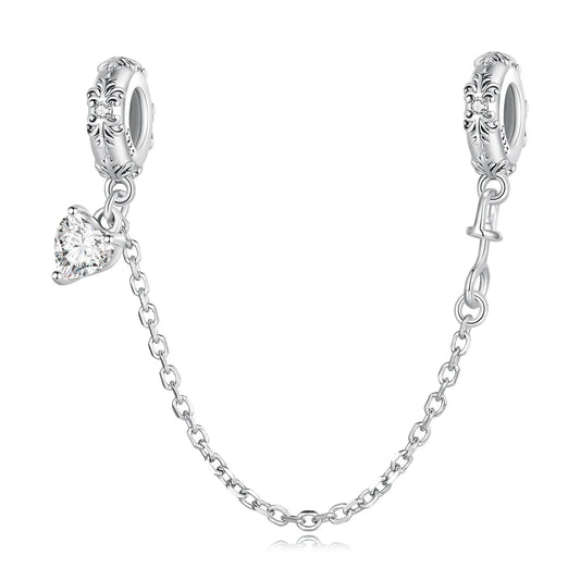 Clear CZ Heart SILICONE Safety Chain