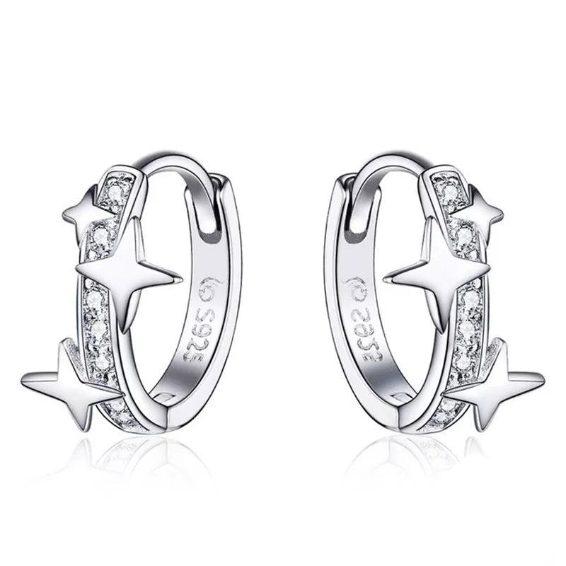 925 sterling silver Cz Universe Hoop earrings