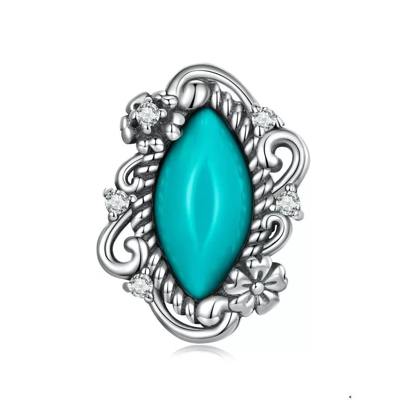 925 Sterling Silver Vintage Turquoise Bead Charm