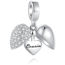 Load image into Gallery viewer, 925 Sterling Silver Family Open Heart Dangle Charm