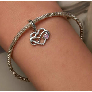 925 Sterling Silver Cat  Infinity Heart Dangle Charm