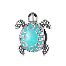 Load image into Gallery viewer, 925 Sterling Silver Turquoise Enamel Turtle Bead Charm