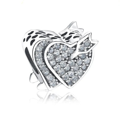 925 Sterling Silver CZ Double heart Charm