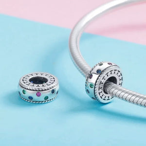 925 Sterling Silver Rainbow/Colourful CZ Spacer