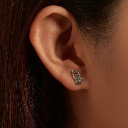 Purple and Blue CZ Scarab Earrings