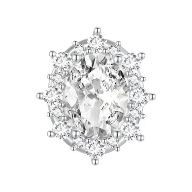 925 Sterling Silver CZ Bling Oval Bead Charm