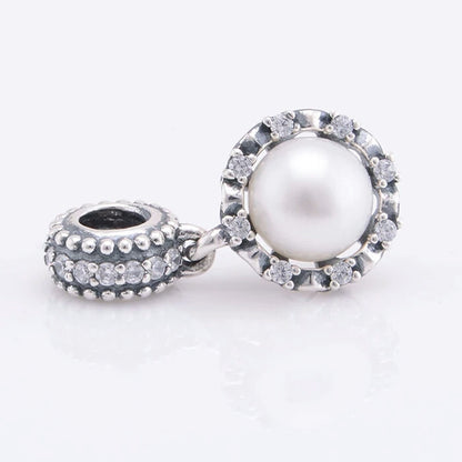 CZ and Pearl Dangle Charm