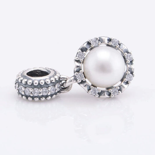 CZ and Pearl Dangle Charm