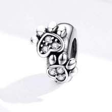 Load image into Gallery viewer, 925 Sterling Silver Clear Paw Print Spacer/Stopper