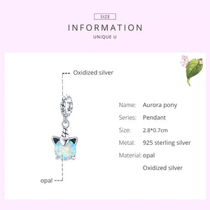 925 Sterling Silver Tiny Opal Unicorn Pandora ME Dangle Charm
