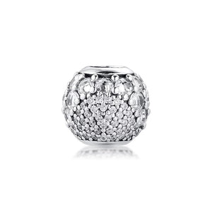 925 Sterling Silver Clear CZ Glitter Ball Bead Charm
