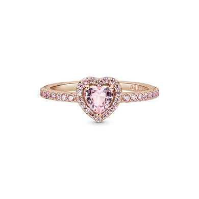 925 Sterling Silver Rose Gold Plater Pink CZ Heart Ring