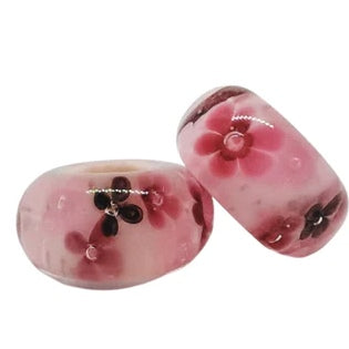 Pink Floral Murano Bead